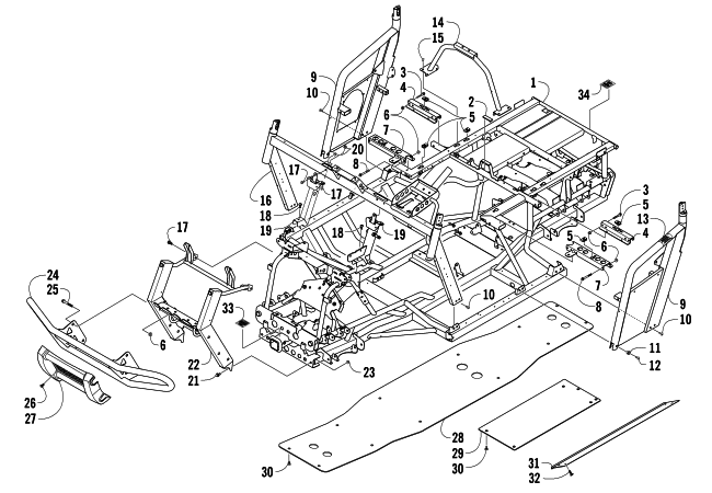 Parts Diagram for Arctic Cat 2014 PROWLER 1000 XTZ ATV FRAME AND RELATED PARTS