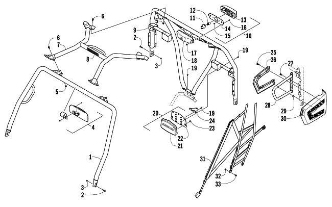 Parts Diagram for Arctic Cat 2013 PROWLER 700 XTX ATV ROPS AND TAILLIGHT ASSEMBLY