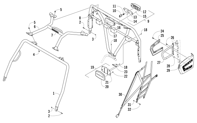 Parts Diagram for Arctic Cat 2013 PROWLER 700 HDX KE ATV ROPS AND TAILLIGHT ASSEMBLY