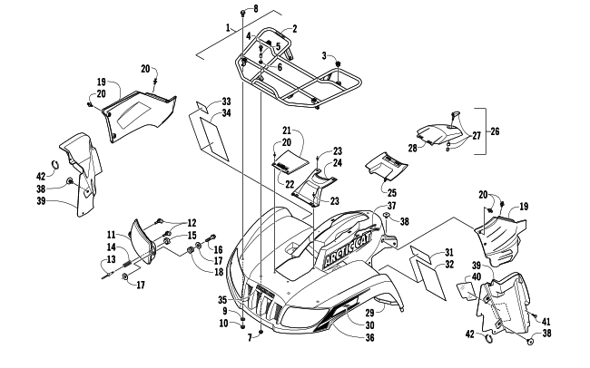 Parts Diagram for Arctic Cat 2013 700 DIESEL ATV FRONT RACK, BODY PANEL, AND HEADLIGHT ASSEMBLIES