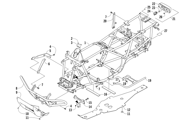 Parts Diagram for Arctic Cat 2013 TBX 700 ATV FRAME, TAILLIGHT, AND RELATED PARTS