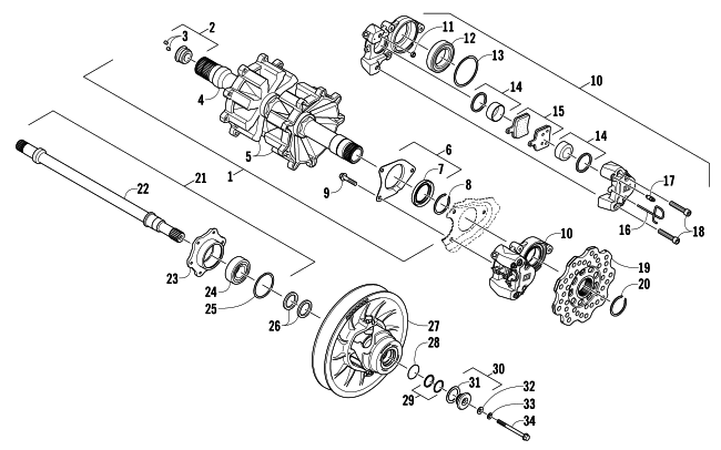 Parts Diagram for Arctic Cat 2014 ZR 8000 SNO PRO RR NORWAY EDITION SNOWMOBILE DRIVE TRAIN SHAFTS AND BRAKE ASSEMBLIES