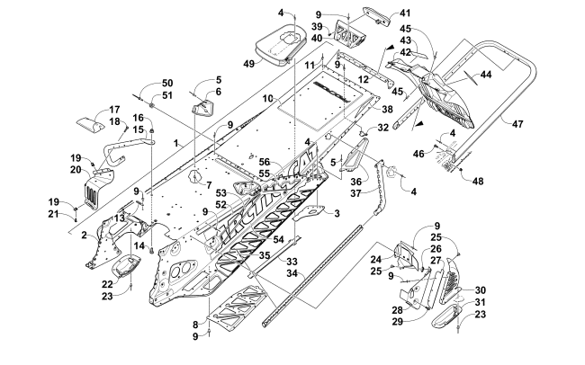 Parts Diagram for Arctic Cat 2013 F 800 SNO PRO RR K SNOWMOBILE TUNNEL, REAR BUMPER, AND SNOWFLAP ASSEMBLY