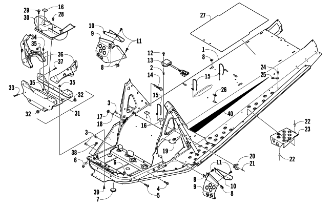 Parts Diagram for Arctic Cat 2013 TZ1 LXR SNOWMOBILE CHASSIS ASSEMBLY