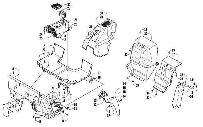 Parts Diagram for Arctic Cat 2013 PROWLER 700 XTX ATV CONSOLE AND FLOOR PANEL ASSEMBLY