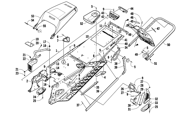 Parts Diagram for Arctic Cat 2013 F 1100 TURBO LXR SNOWMOBILE TUNNEL, REAR BUMPER, AND SNOWFLAP ASSEMBLY