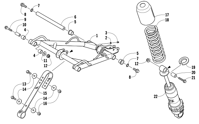 Parts Diagram for Arctic Cat 2013 M 1100 TURBO HCR SNOWMOBILE REAR SUSPENSION FRONT ARM ASSEMBLY