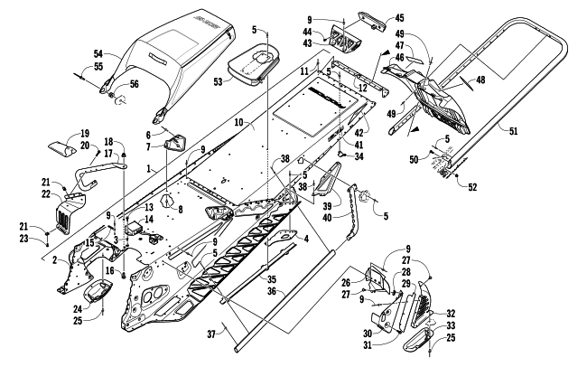 Parts Diagram for Arctic Cat 2013 XF 1100 TURBO LXR SNOWMOBILE TUNNEL, REAR BUMPER, AND SNOWFLAP ASSEMBLY