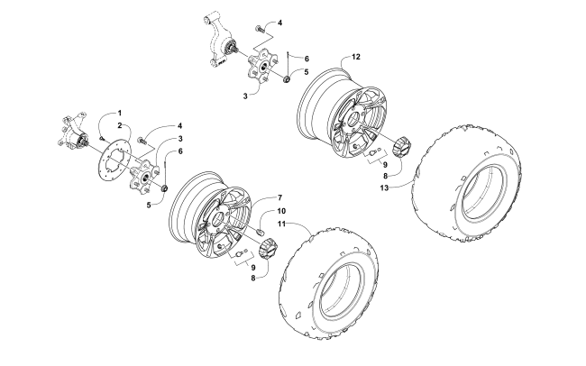 Parts Diagram for Arctic Cat 2014 TRV 1000 LTD ATV WHEEL AND TIRE ASSEMBLY