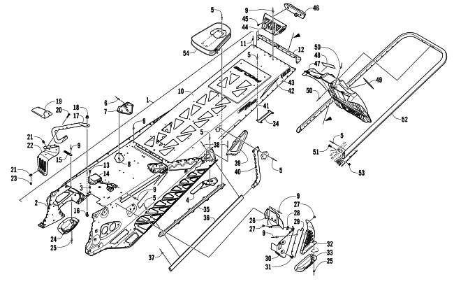 Parts Diagram for Arctic Cat 2013 M 1100 TURBO SNO PRO 162 SNOWMOBILE TUNNEL, REAR BUMPER, AND SNOWFLAP ASSEMBLY