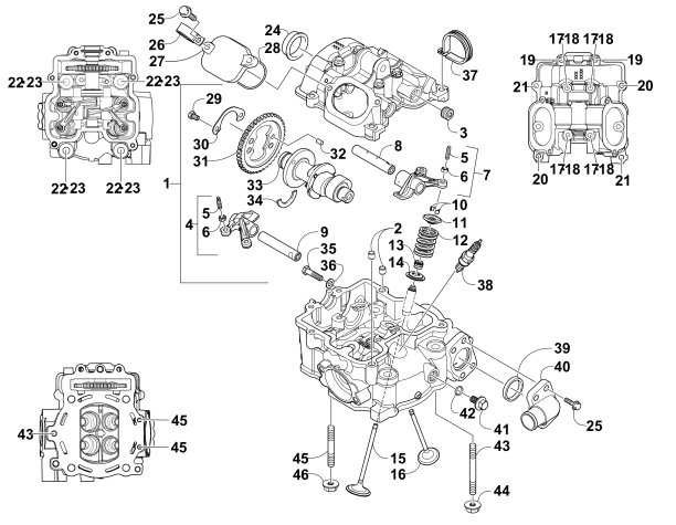 Parts Diagram for Arctic Cat 2015 WILDCAT X ATV CYLINDER HEAD AND CAMSHAFT/VALVE ASSEMBLY