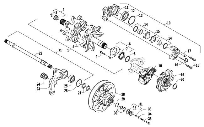 Parts Diagram for Arctic Cat 2013 M 1100 TURBO HCR SNOWMOBILE DRIVE TRAIN SHAFTS AND BRAKE ASSEMBLIES