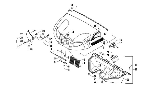Parts Diagram for Arctic Cat 2013 PROWLER 700 HDX KE ATV HOOD AND HEADLIGHT ASSEMBLY