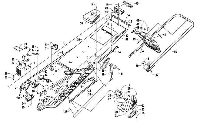 Parts Diagram for Arctic Cat 2013 M 1100 TURBO HCR SNOWMOBILE TUNNEL, REAR BUMPER, AND SNOWFLAP ASSEMBLY