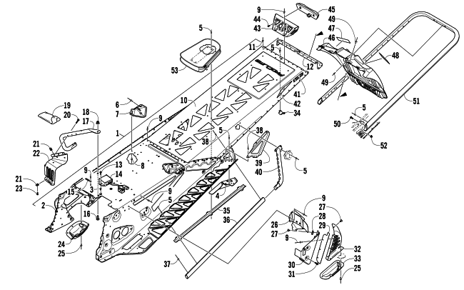 Parts Diagram for Arctic Cat 2013 M 1100 TURBO 153 SNOWMOBILE TUNNEL, REAR BUMPER, AND SNOWFLAP ASSEMBLY