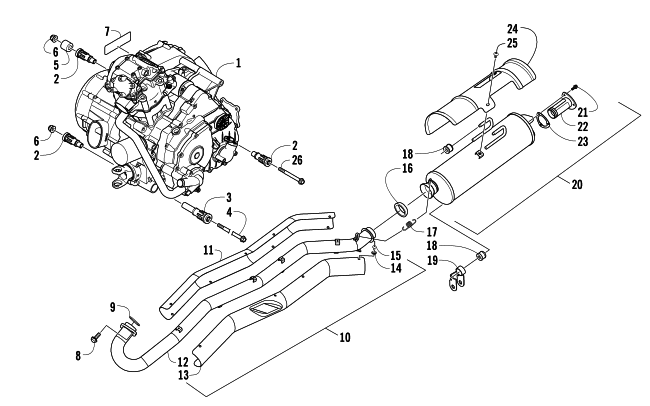 Parts Diagram for Arctic Cat 2013 TRV 500 ATV ENGINE AND EXHAUST