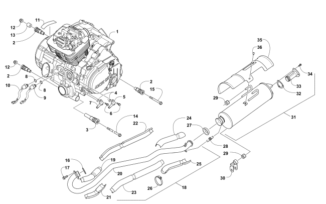 Parts Diagram for Arctic Cat 2013 TRV 400 ATV ENGINE AND EXHAUST