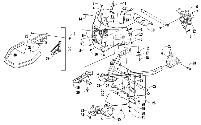 Parts Diagram for Arctic Cat 2013 M 1100 153 SNOWMOBILE FRONT BUMPER AND FRAME ASSEMBLY