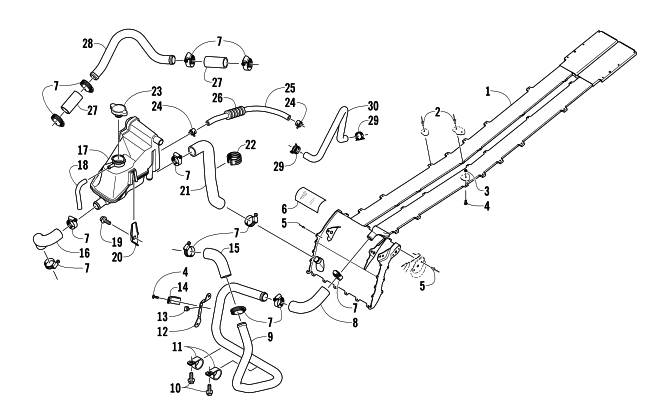Parts Diagram for Arctic Cat 2013 M 1100 153 SNOWMOBILE COOLING ASSEMBLY