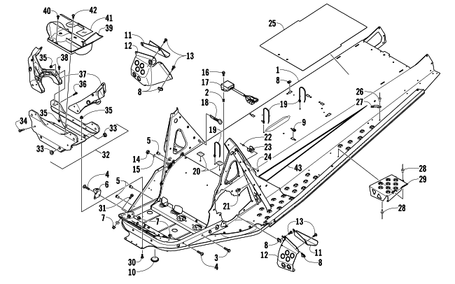 Parts Diagram for Arctic Cat 2013 TZ1 TURBO LXR SNOWMOBILE CHASSIS ASSEMBLY
