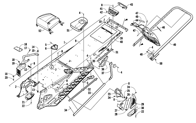 Parts Diagram for Arctic Cat 2013 M 800 SNO PRO LTD 153 SNOWMOBILE TUNNEL, REAR BUMPER, AND SNOWFLAP ASSEMBLY