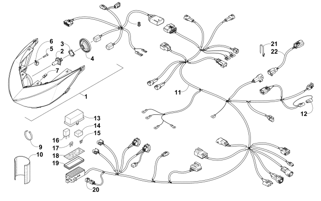 Parts Diagram for Arctic Cat 2016 ZR 8000 LXR ES 137 SNOWMOBILE HEADLIGHT AND WIRING ASSEMBLIES