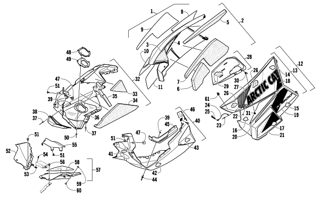 Parts Diagram for Arctic Cat 2013 M 800 SNO PRO LTD 162 SNOWMOBILE SKID PLATE AND SIDE PANEL ASSEMBLY