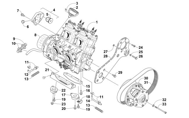 Parts Diagram for Arctic Cat 2015 M 8000 SNO PRO LTD ES 153 SNOWMOBILE ENGINE AND RELATED PARTS