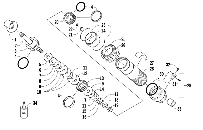 Parts Diagram for Arctic Cat 2013 XF 800 HIGH COUNTRY SNO PRO SNOWMOBILE REAR SUSPENSION FRONT ARM SHOCK ABSORBER