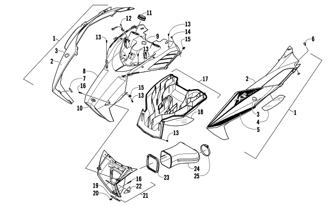 Parts Diagram for Arctic Cat 2013 XF 800 LXR SNOWMOBILE HOOD AND AIR INTAKE ASSEMBLY