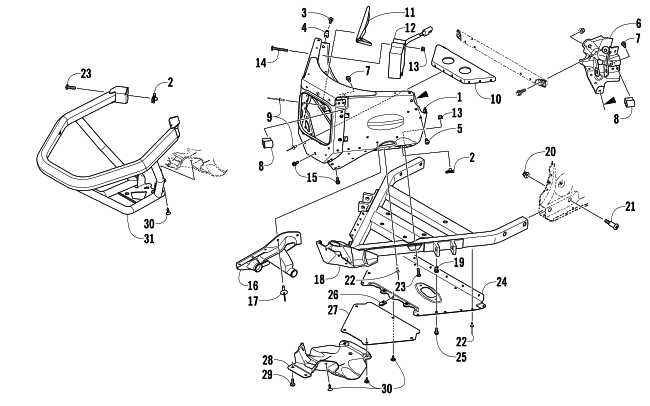 Parts Diagram for Arctic Cat 2013 XF 800 CROSS-TOUR SNOWMOBILE FRONT BUMPER AND FRAME ASSEMBLY