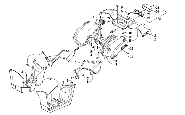 Parts Diagram for Arctic Cat 2013 300 2X4 UTILITY ATV REAR BODY AND TAILLIGHT ASSEMBLY