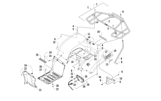 Parts Diagram for Arctic Cat 2013 450 CR ATV REAR BODY, RACK, AND TAILLIGHT ASSEMBLY