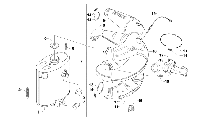 Parts Diagram for Arctic Cat 2015 M 8000 HCR 153 SNOWMOBILE EXHAUST ASSEMBLY