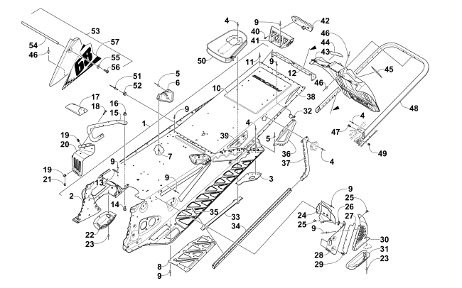 Parts Diagram for Arctic Cat 2013 F 800 TUCKER HIBBERT SIGNATURE EDITION SNOWMOBILE TUNNEL, REAR BUMPER, AND SNOWFLAP ASSEMBLY