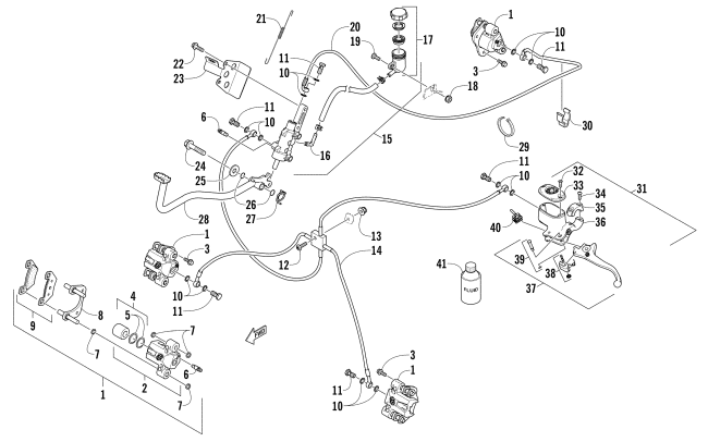 Parts Diagram for Arctic Cat 2013 700 ATV HYDRAULIC BRAKE ASSEMBLY