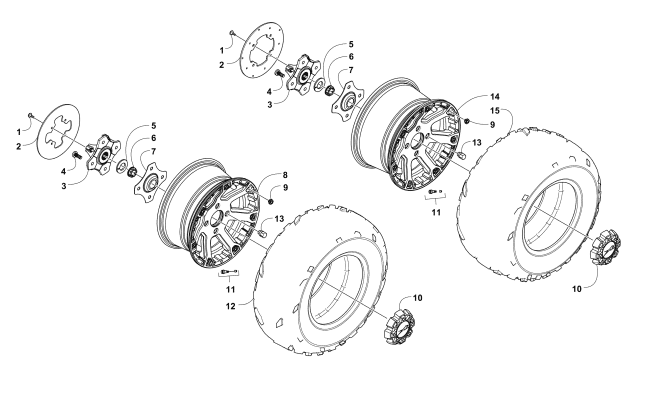 Parts Diagram for Arctic Cat 2015 WILDCAT ATV WHEEL AND TIRE ASSEMBLY