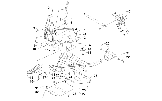 Parts Diagram for Arctic Cat 2014 ZR 6000 SNO PRO R CROSS COUNTRY SNOWMOBILE FRONT BUMPER AND FRAME ASSEMBLY