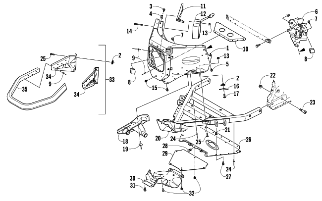 Parts Diagram for Arctic Cat 2013 M 800 153 SNOWMOBILE FRONT BUMPER AND FRAME ASSEMBLY