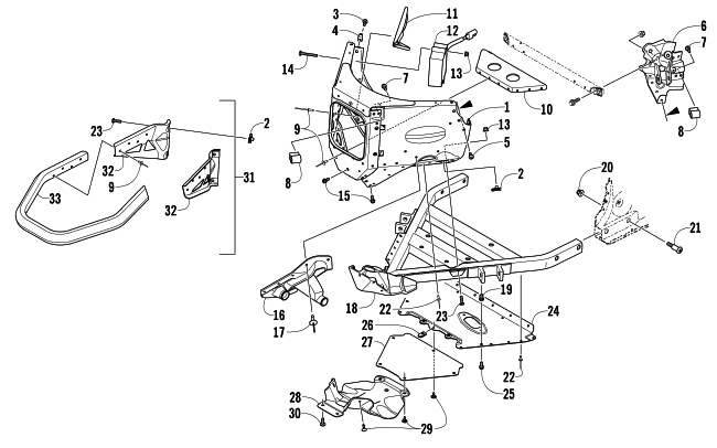 Parts Diagram for Arctic Cat 2013 XF 800 LXR SNOWMOBILE FRONT BUMPER AND FRAME ASSEMBLY