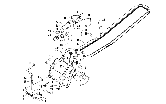 Parts Diagram for Arctic Cat 2013 SNO PRO 600 CROSS COUNTRY SNOWMOBILE COOLING ASSEMBLY