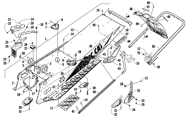 Parts Diagram for Arctic Cat 2013 SNO PRO 600 CROSS COUNTRY SNOWMOBILE TUNNEL, REAR BUMPER, AND SNOWFLAP ASSEMBLY