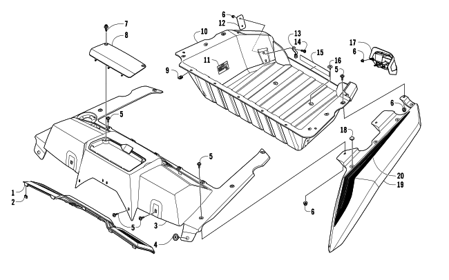 Parts Diagram for Arctic Cat 2013 WILDCAT 1000 LTD ATV CARGO BOX AND TAILLIGHT ASSEMBLY