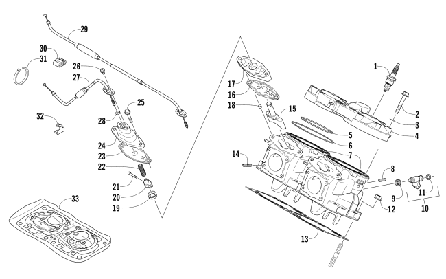 Parts Diagram for Arctic Cat 2017 XF 6000 HIGH COUNTRY 141 SNOWMOBILE CYLINDER AND HEAD ASSEMBLY