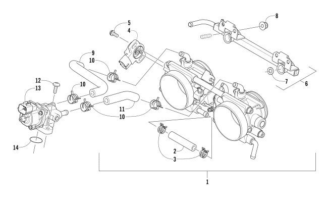 Parts Diagram for Arctic Cat 2014 M 6000 SNO PRO 153 SNOWMOBILE THROTTLE BODY ASSEMBLY