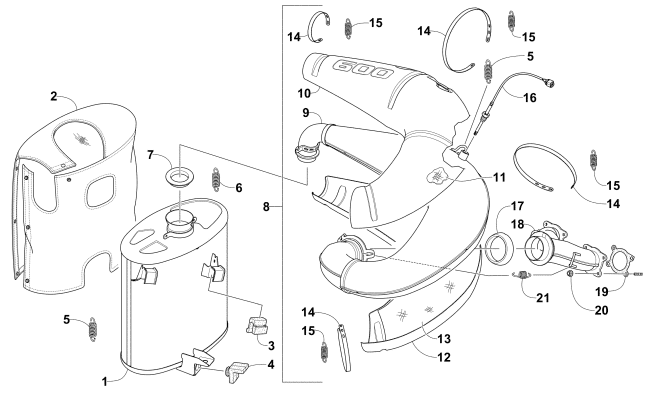 Parts Diagram for Arctic Cat 2014 M 6000 SNO PRO 153 SNOWMOBILE EXHAUST ASSEMBLY