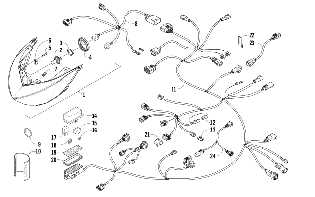 Parts Diagram for Arctic Cat 2015 M 6000 ES 153 SNOWMOBILE HEADLIGHT AND WIRING ASSEMBLIES