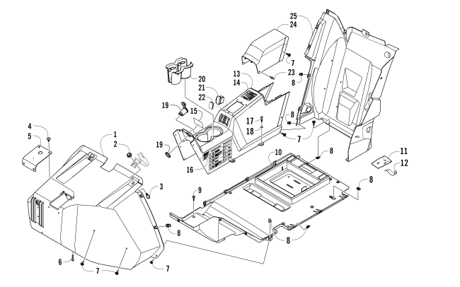 Parts Diagram for Arctic Cat 2013 WILDCAT 1000 LTD LATE BUILD ATV CONSOLE AND FLOOR PANEL ASSEMBLY