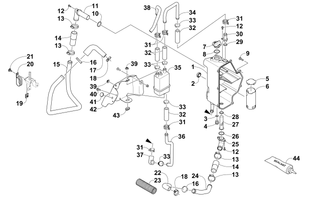 Parts Diagram for Arctic Cat 2015 XF 7000 CROSS-COUNTRY 141 SNOWMOBILE OIL TANK ASSEMBLY