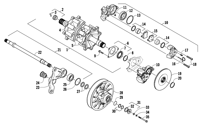 Parts Diagram for Arctic Cat 2014 XF 9000 141 SNO PRO CROSS-COUNTRY SNOWMOBILE DRIVE TRAIN SHAFTS AND BRAKE ASSEMBLIES